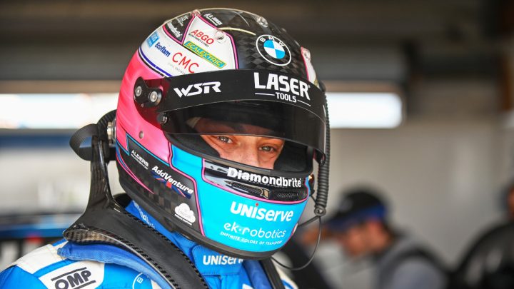 Ready for Action, Jake Hill In Racing Suit and Helmet